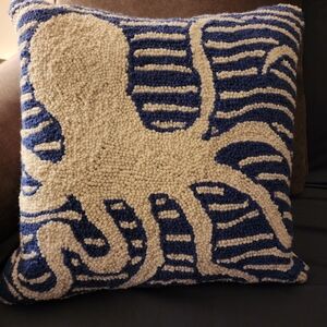 Nautical Blue and Cream Octopus Pillow